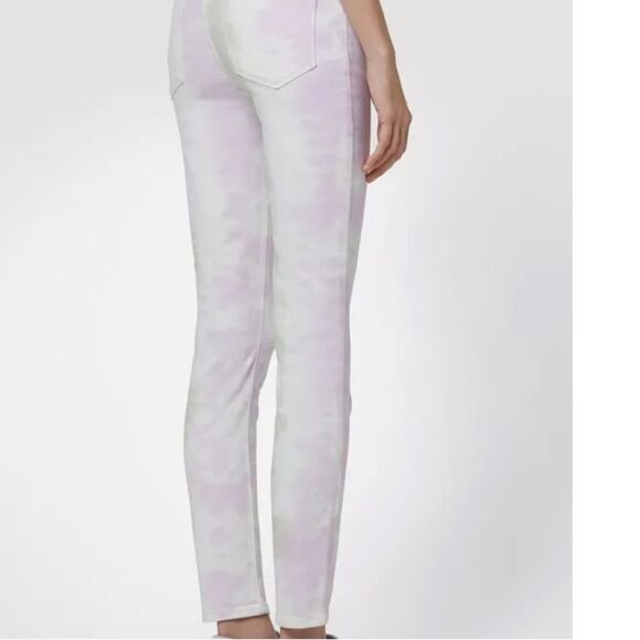 HUDSON NWOT TYE DYE PAPER FLOWER NICO SUPER SKINNY LADIES DENIM MID RISE SIZE 25 - Picture 2 of 3